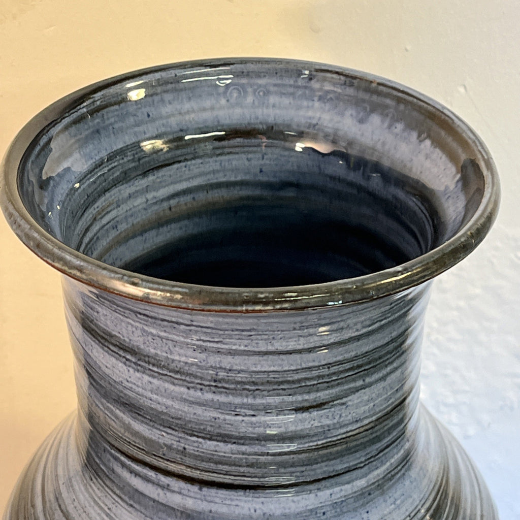 Wold Pottery Blue Banded Studio Pottery Hand Thrown Large Vase Yorkshire