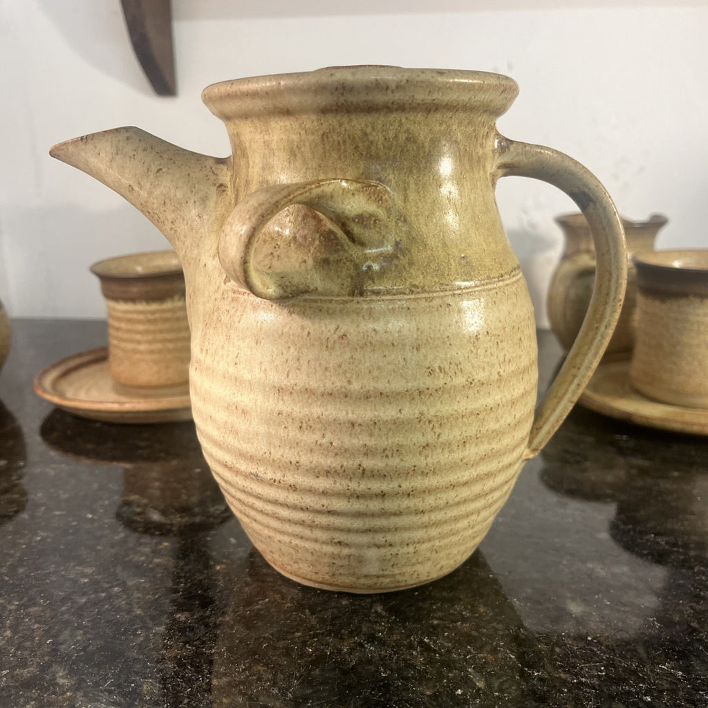 Rath Pottery Ireland Coffee Set 16 Piece Stoneware Cups Saucers Teapot