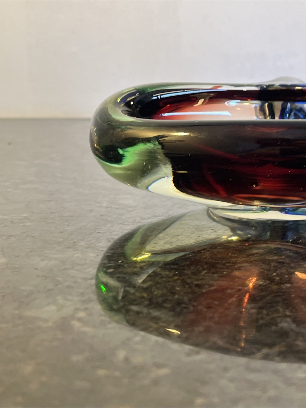 Josef Rozínek Three-Compartment Art Glass Bowl – Borské Sklo, Czechoslovakia c.1960