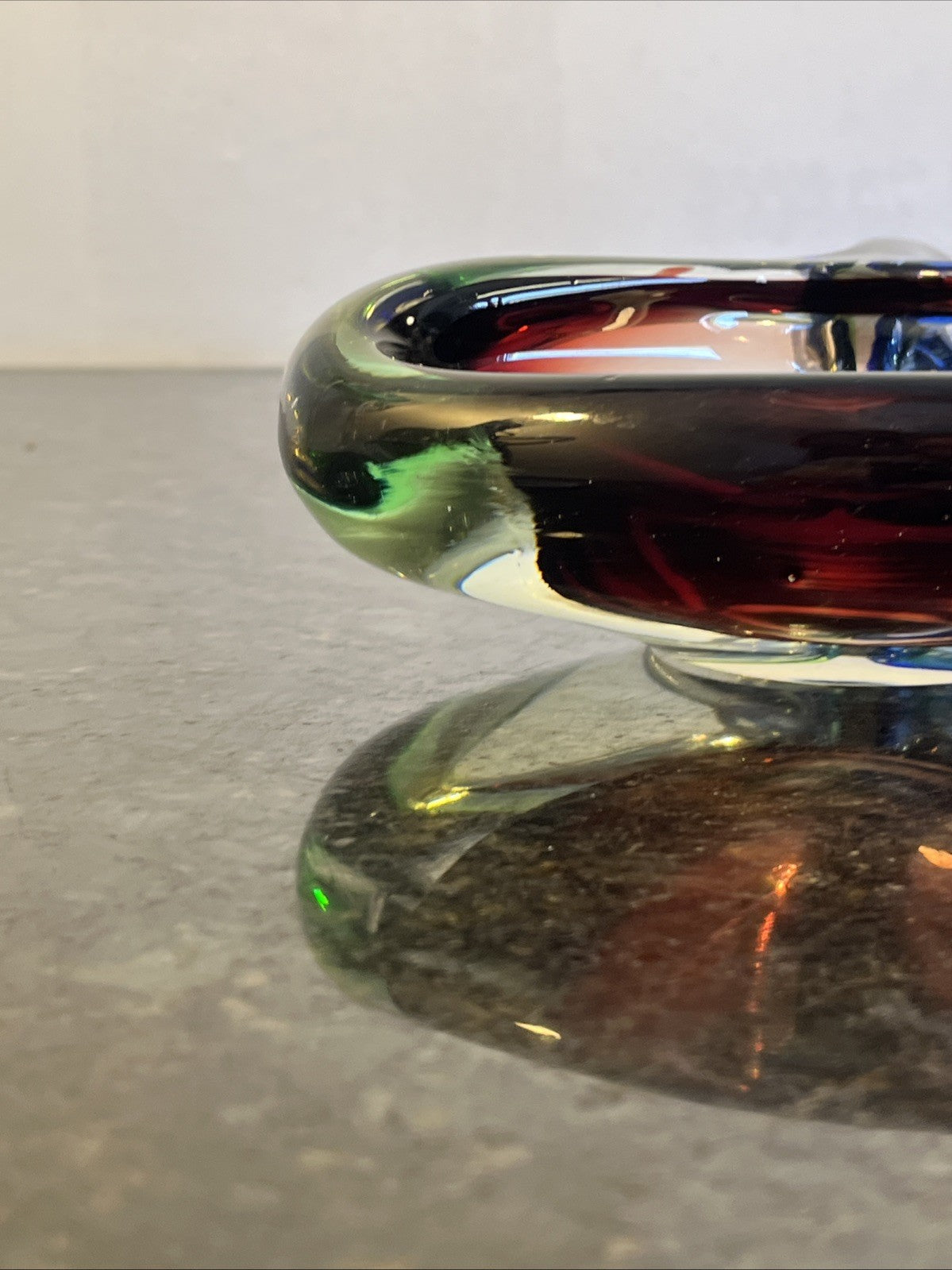 Josef Rozínek Three-Compartment Art Glass Bowl – Borské Sklo, Czechoslovakia c.1960