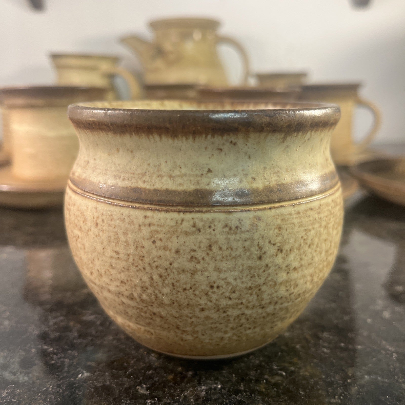 Rath Pottery Ireland Coffee Set 16 Piece Stoneware Cups Saucers Teapot