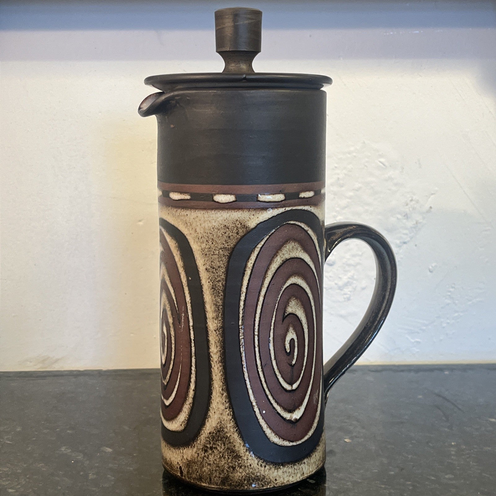 Briglin Studio Pottery Coffee Pot Spiral Design London Studio Pottery