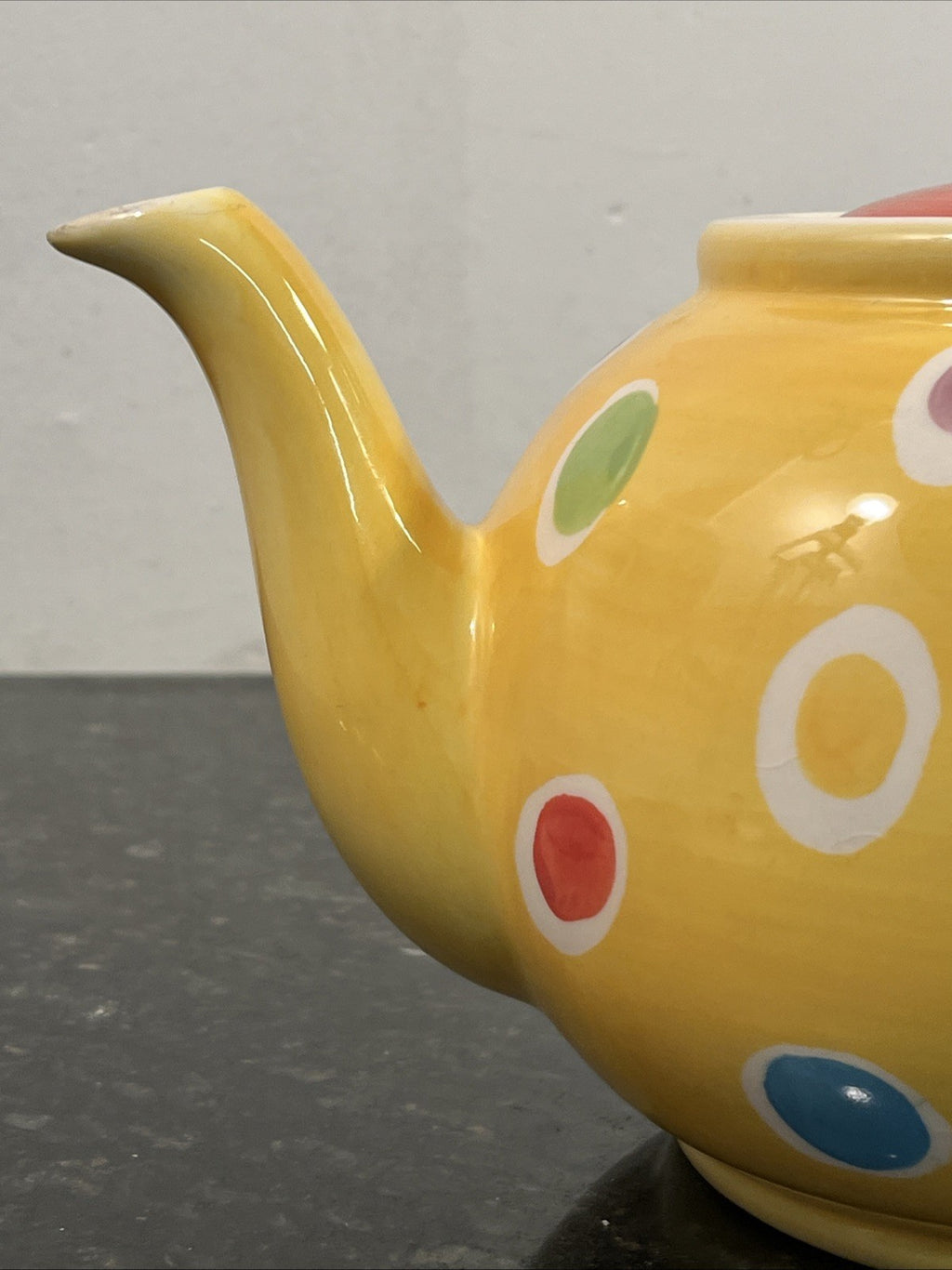 Whittard Large Yellow Polka Dot Teapot Hand Painted Ceramic Kitchen Tea Pot