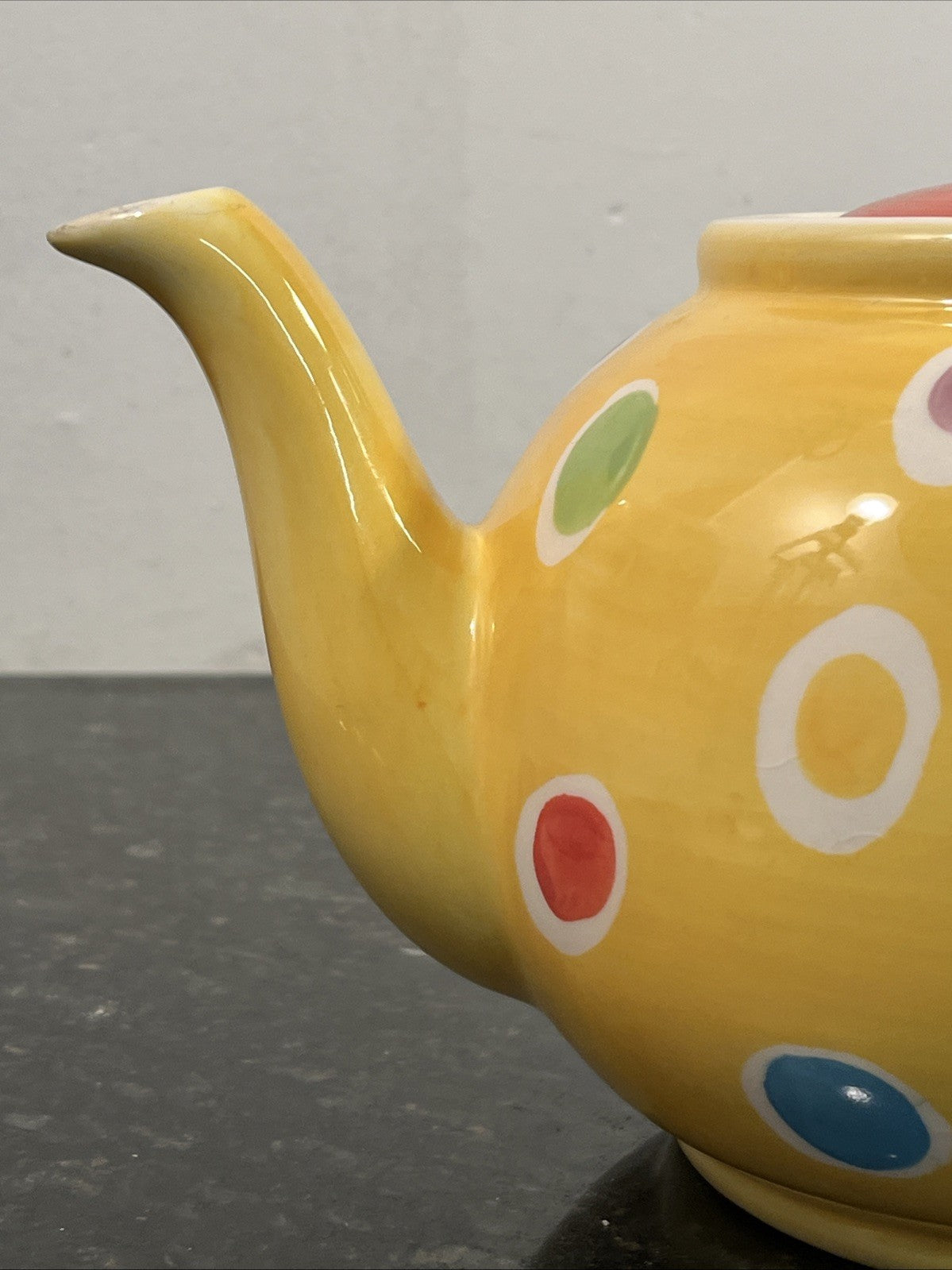 Whittard Large Yellow Polka Dot Teapot Hand Painted Ceramic Kitchen Tea Pot