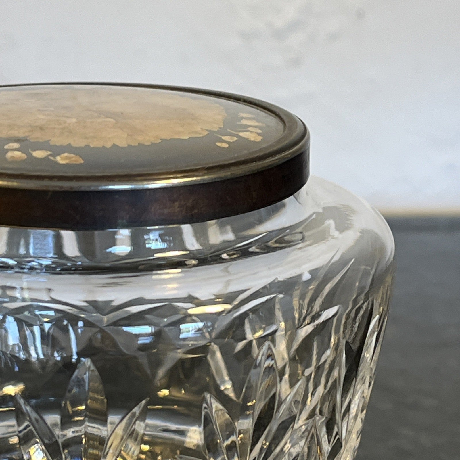 Tudor Crystal Trinket Box Hand Cut Lead Crystal Floral Lid Jewellery Pot England