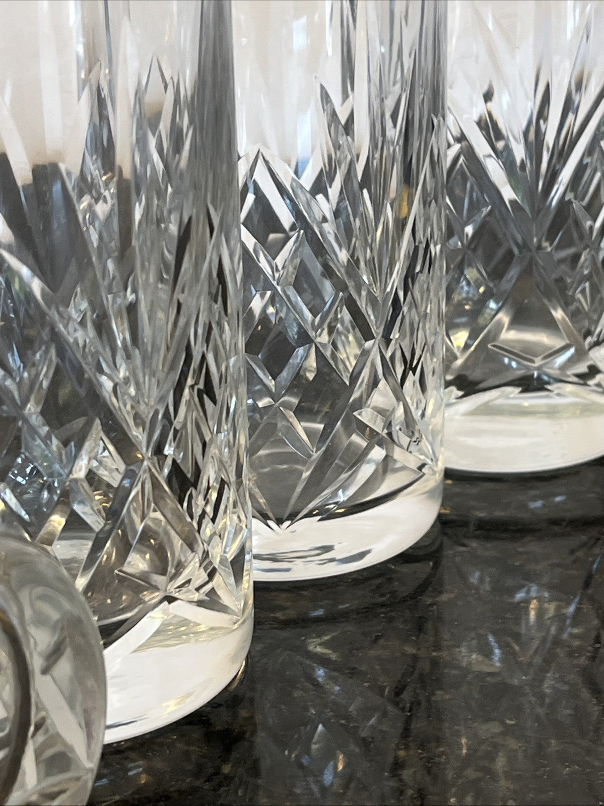 Georgian Style Crystal Highball Glasses Set 4 Cut Lead Crystal Tumblers