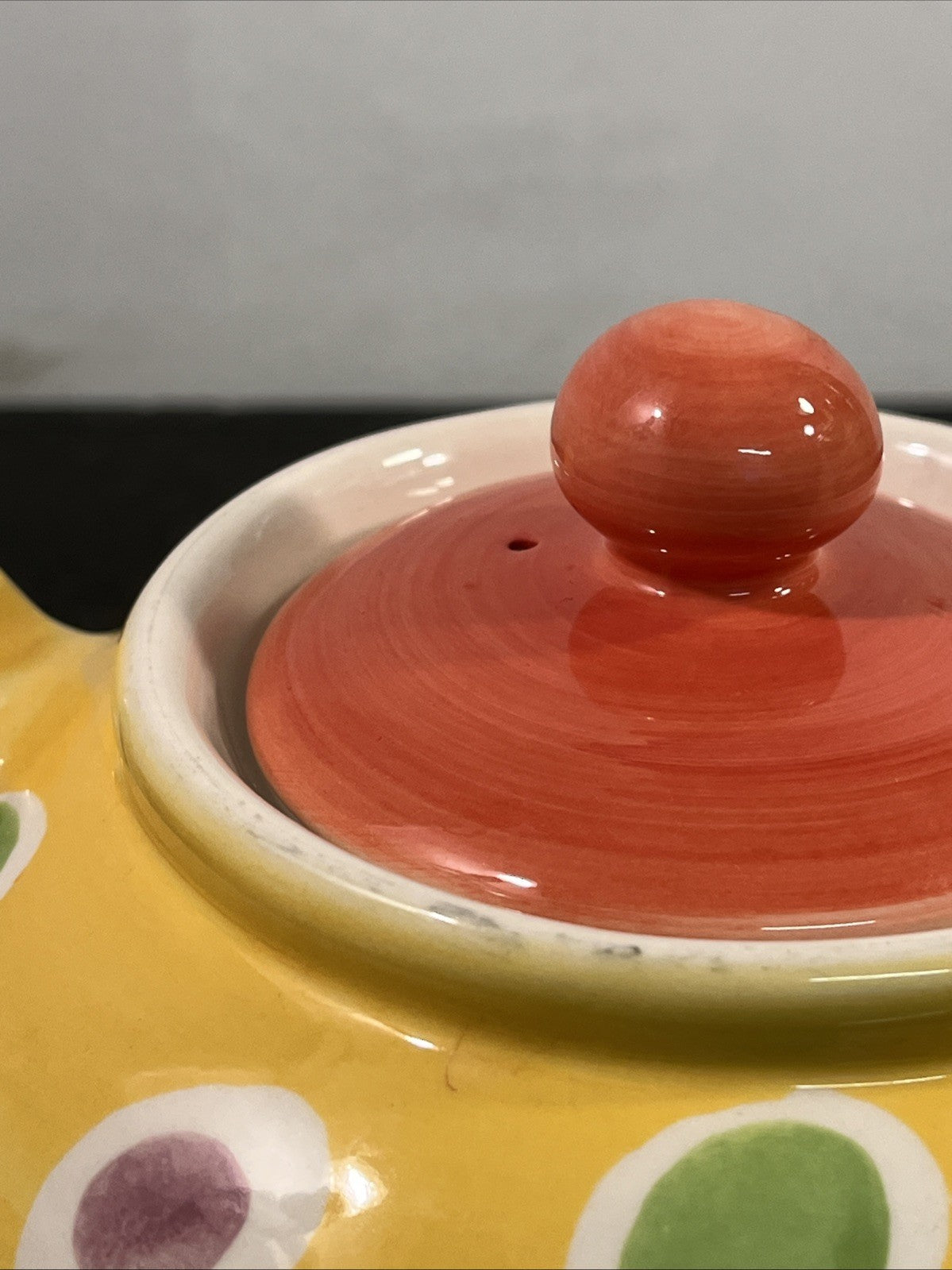 Whittard Large Yellow Polka Dot Teapot Hand Painted Ceramic Kitchen Tea Pot