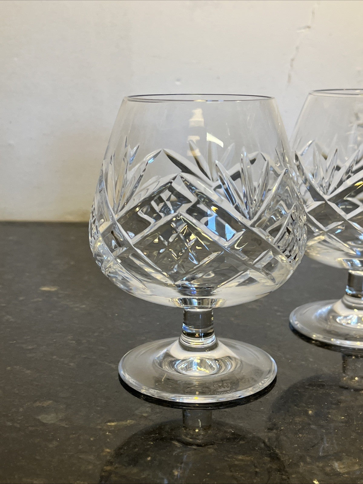 Royal Doulton Juliette Crystal Brandy Glasses Pair Cut Lead Crystal England