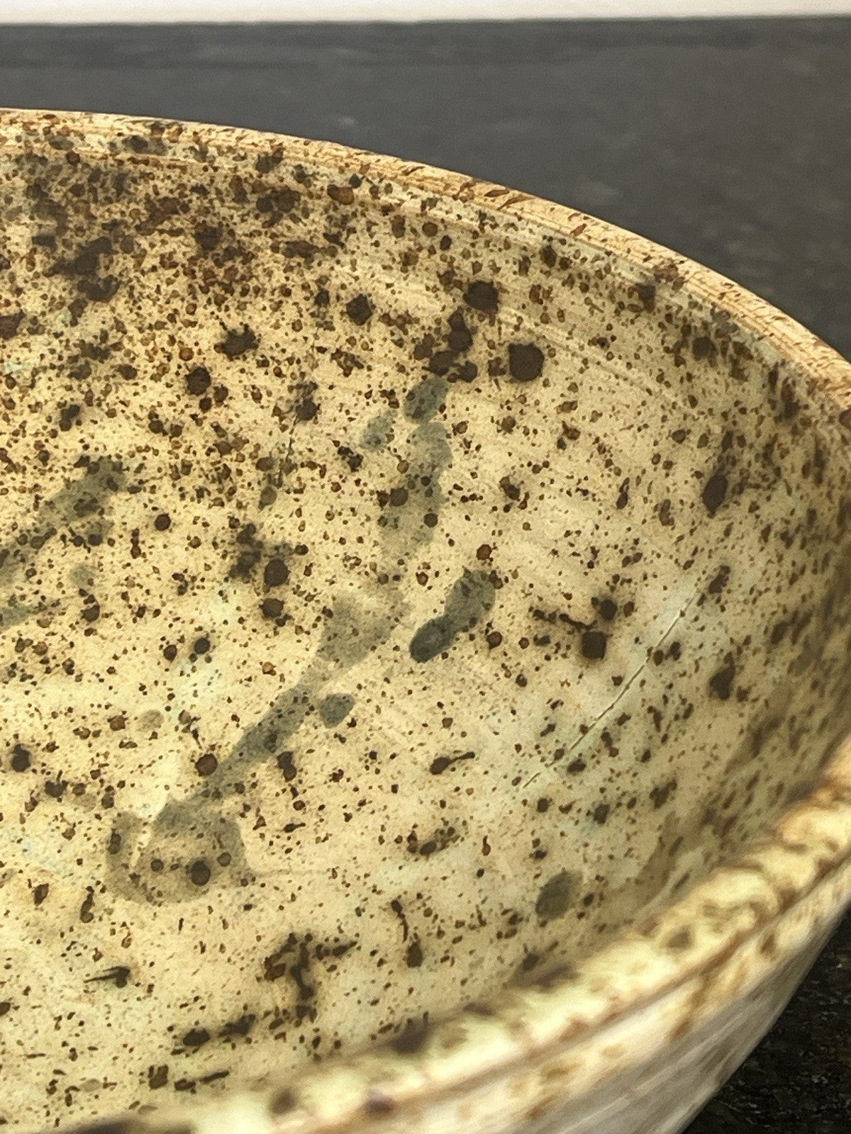 John Lennon Studio Pottery Bowl Signed Speckled Stoneware Rustic