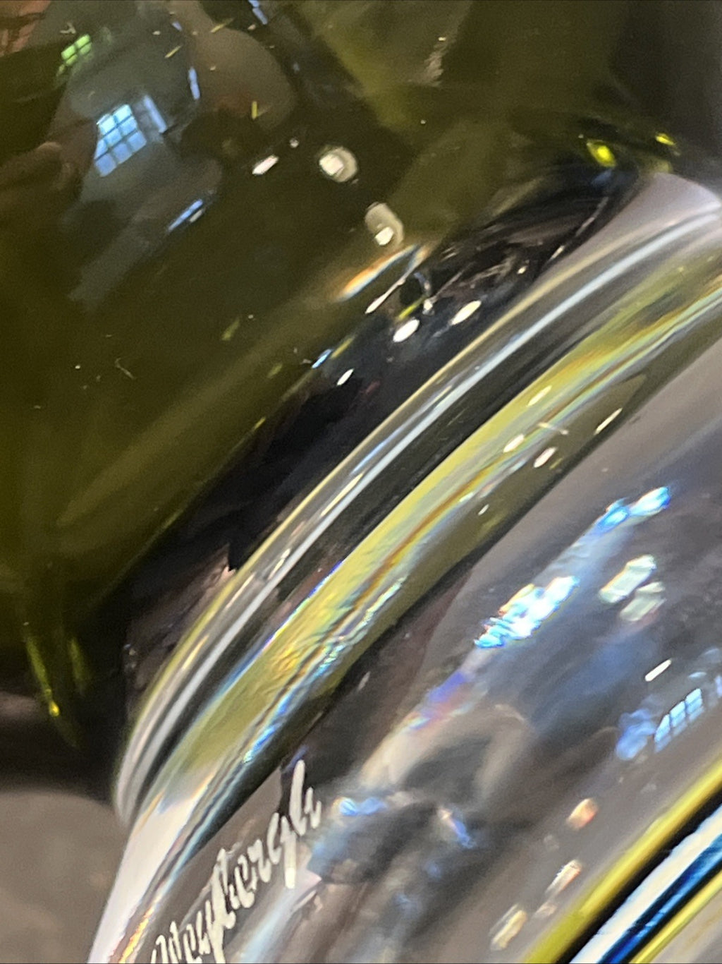 Vintage Cleybergh Art Glass Vase Olive Green Heavy MCM Belgian Signed