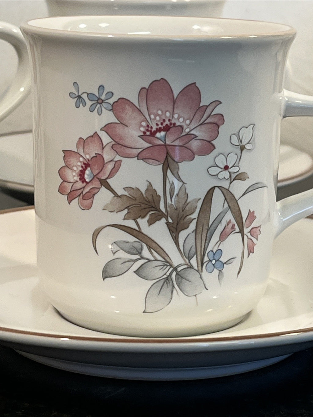 Nitto Japan Floral Coffee Set Cups Saucers Milk Jug Sugar Bowl vintage