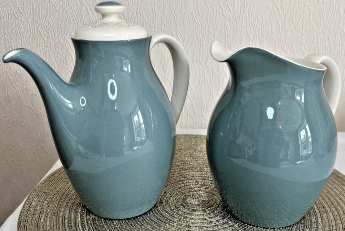Royal Doulton Kismet Coffee Pot Jug Set Turquoise