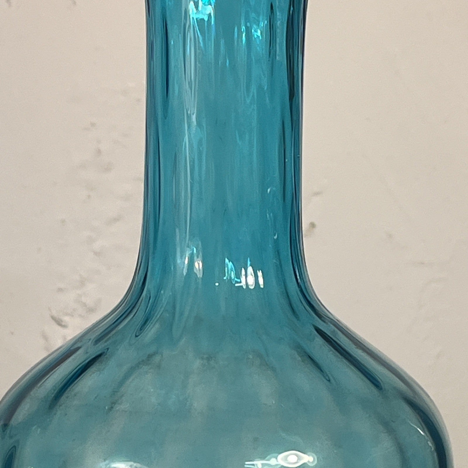 Empoli Blue Glass Vases Pair Italian MCM Retro Turquoise Decorative
