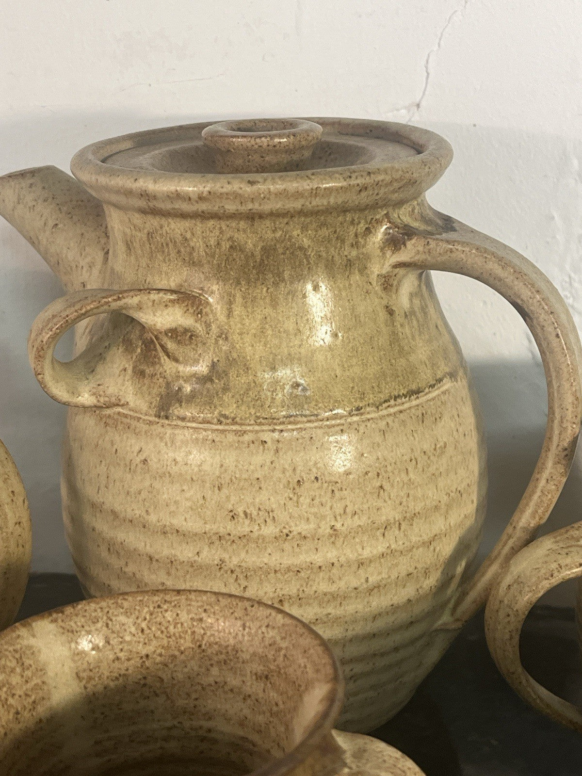 Rath Pottery Ireland Coffee Set 16 Piece Stoneware Cups Saucers Teapot