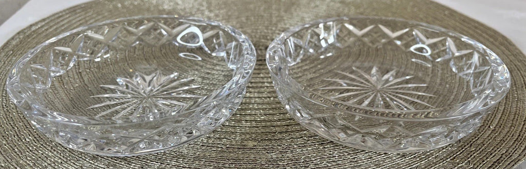 Waterford Crystal Nocturne Bowls Pair Cut Glass Starburst Dessert Nut Dishes