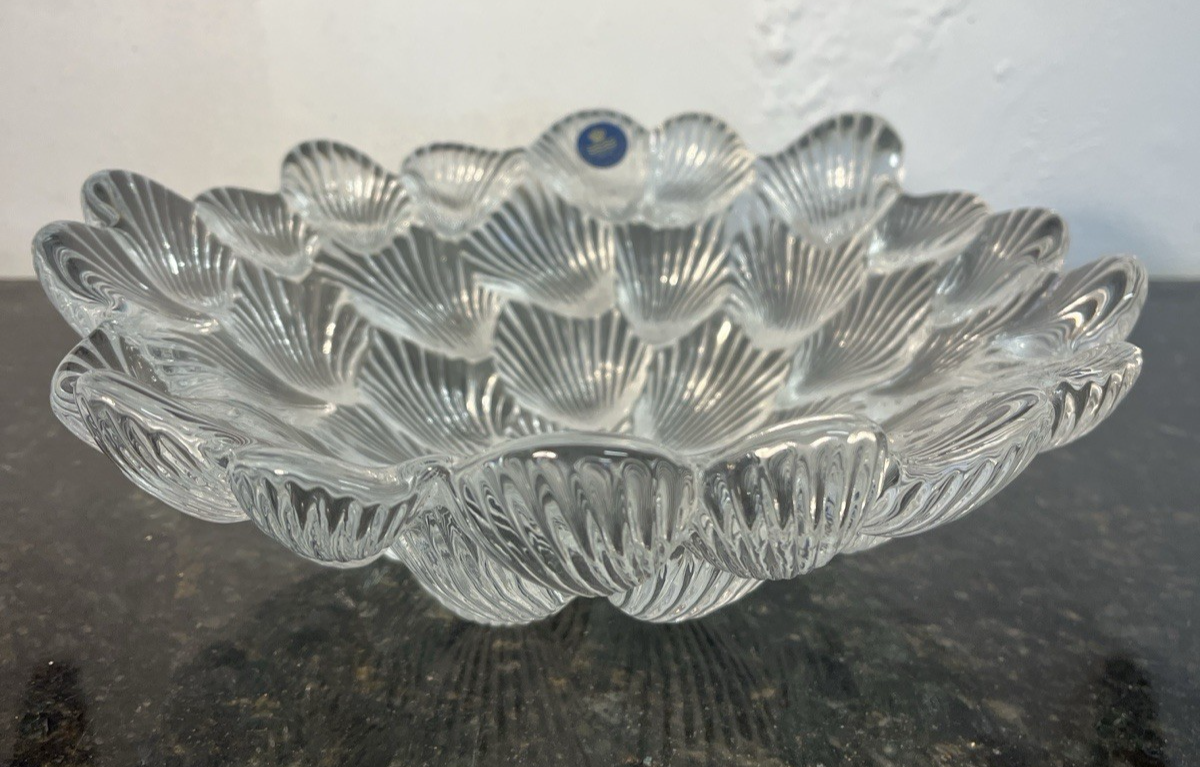 Royal Copenhagen Crystal Bowl Shell Pattern Scandinavian Glass Centrepiece Dish