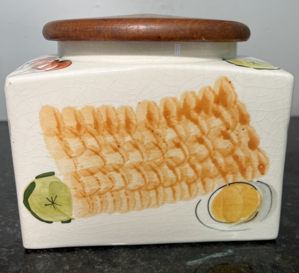Tony Raymond Pottery Crispbread Jar Teak Lid Kitchen Storage Canister