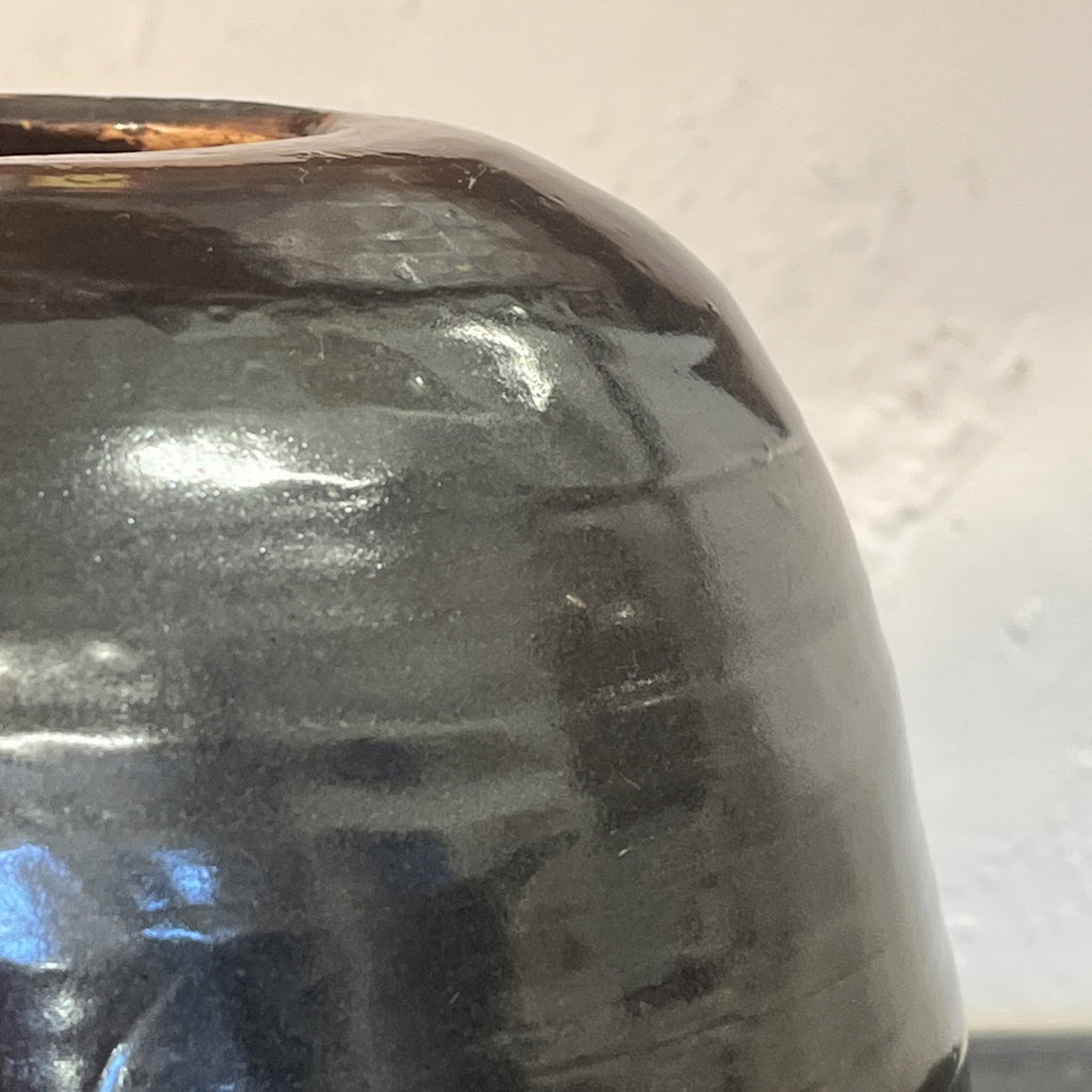 Studio Pottery Lidded Jar Tenmoku Glaze Stoneware Storage Pot