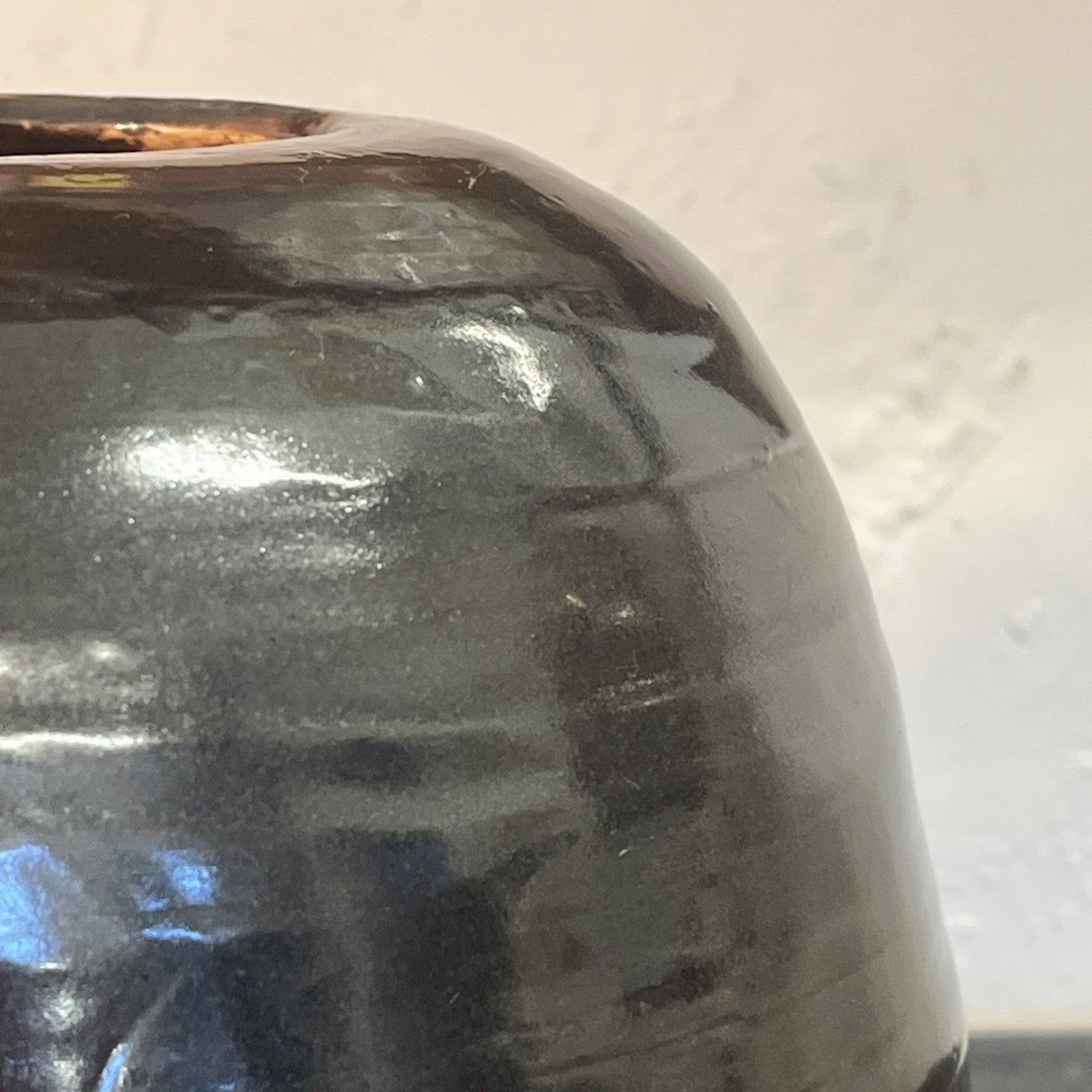 Studio Pottery Lidded Jar Tenmoku Glaze Stoneware Storage Pot