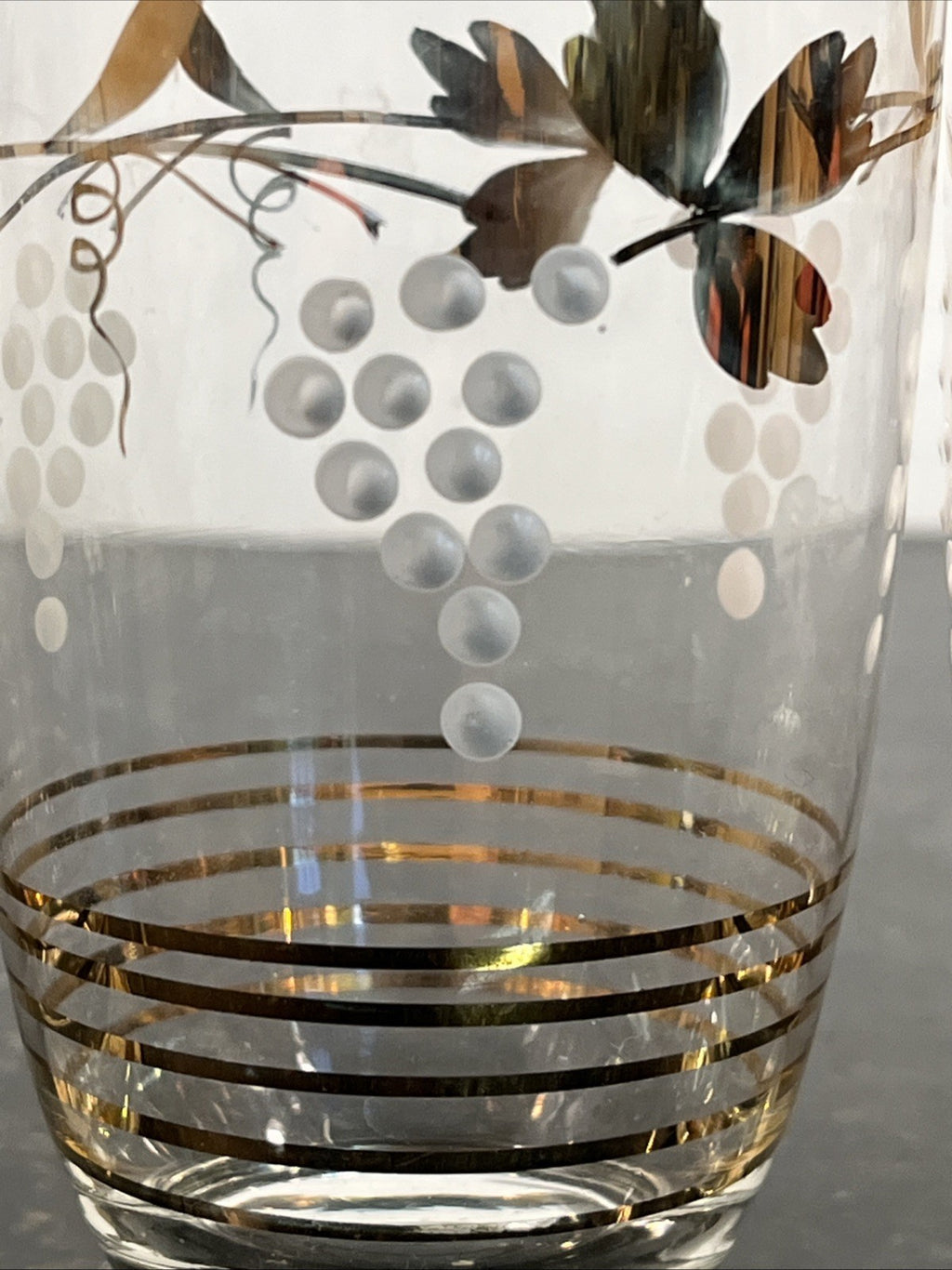 Vintage Gold Gilt Grape Motif Highball Glasses Set Of 4