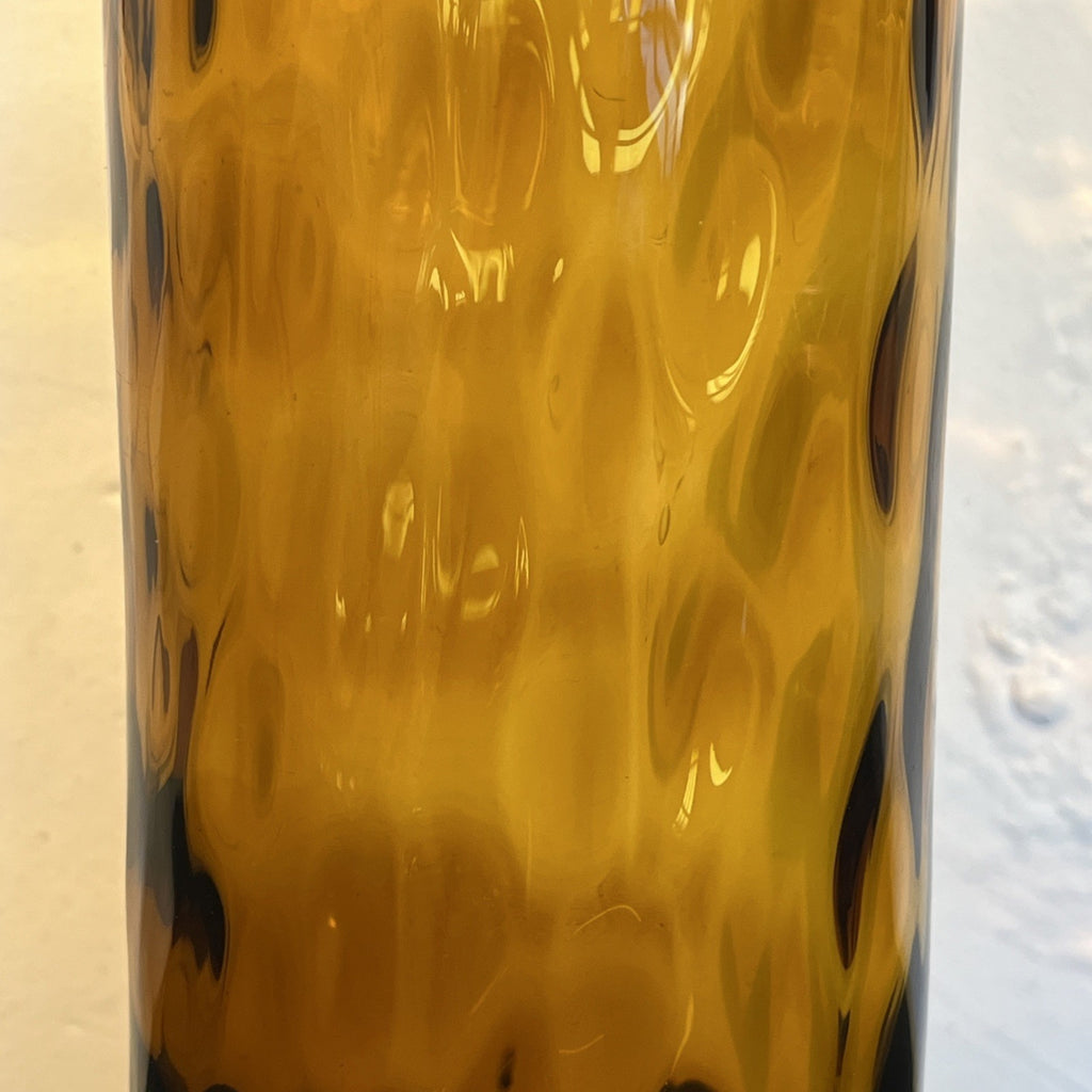 Vintage JC Sweden Amber Art Glass Vase Scandinavian Lindshammar Style