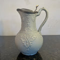 Victorian Stoneware Jug Thompsons Patent Pewter Lid Floral Relief