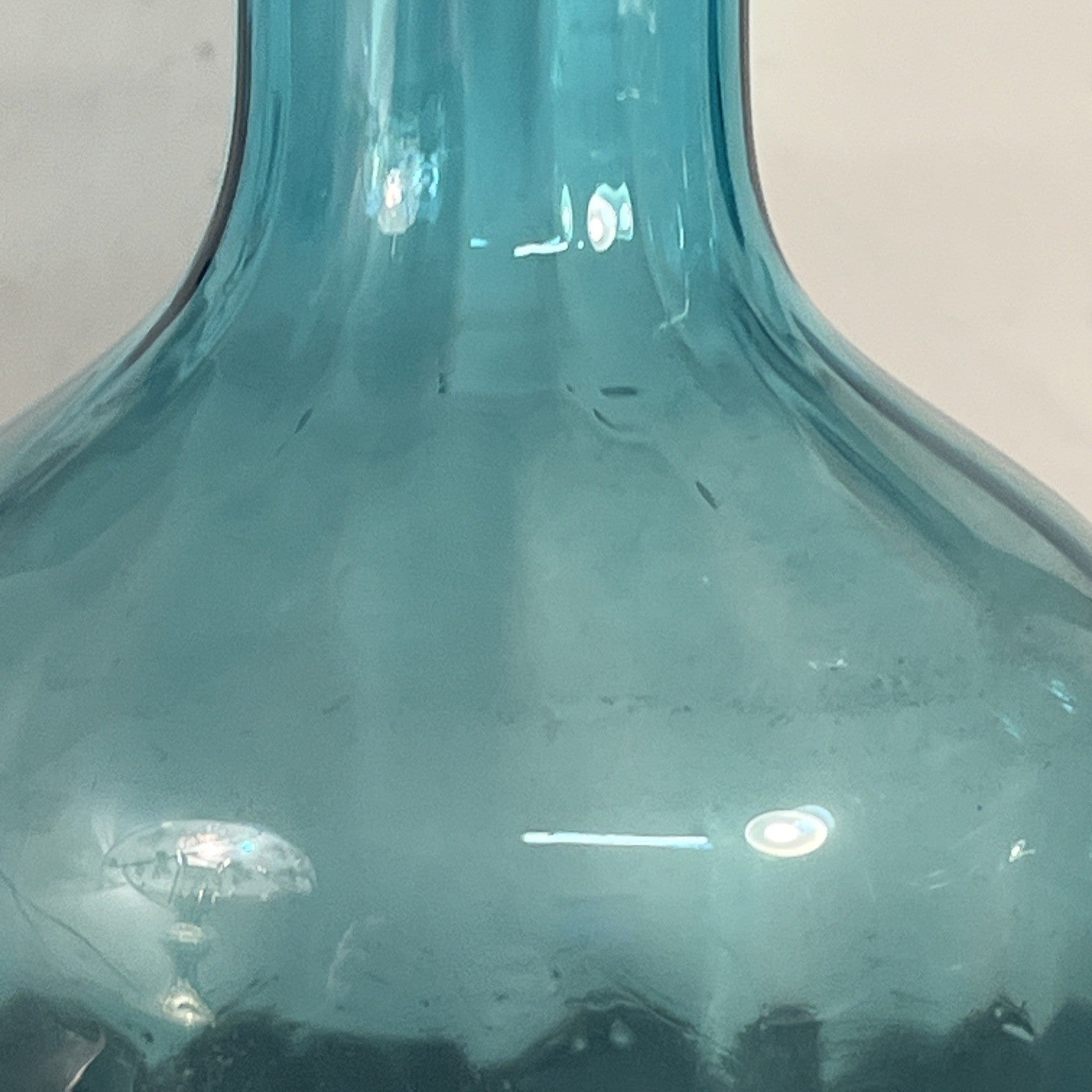 Empoli Blue Glass Vases Pair Italian MCM Retro Turquoise Decorative