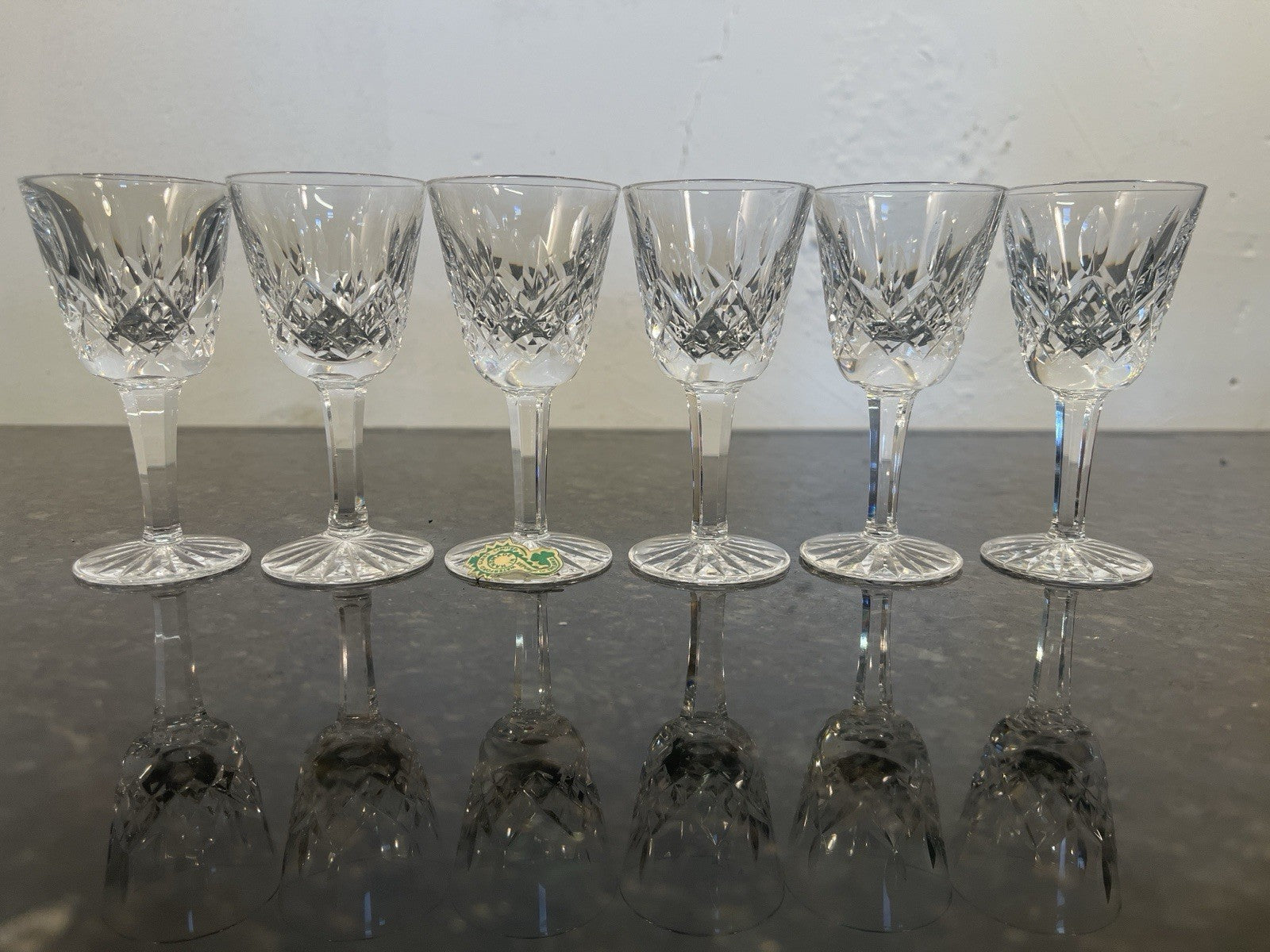 Waterford Lismore Crystal Cordial Glasses Set 6 Cut Crystal Ireland