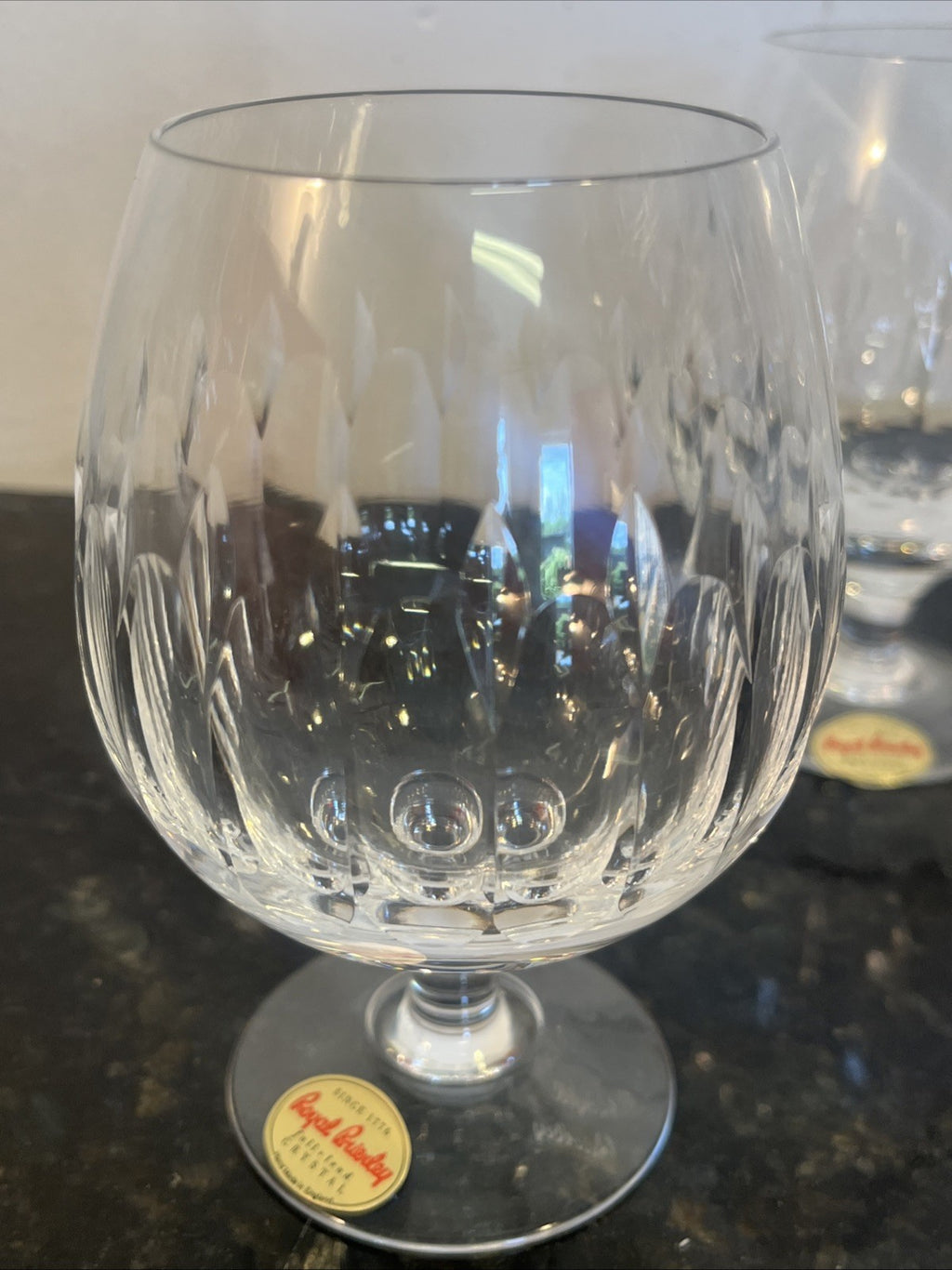 Royal Brierley Opera Crystal Brandy Glasses Boxed Pair Lead Crystal England