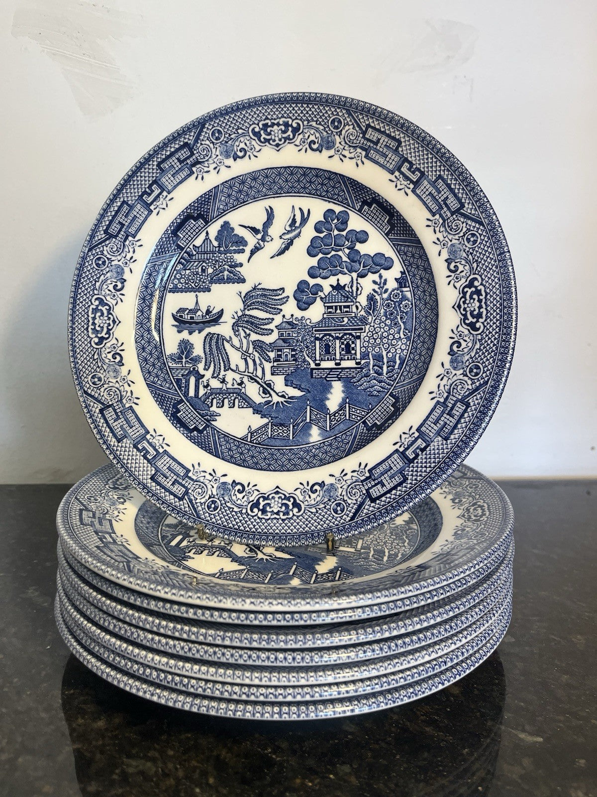 Blue Willow Starter Plates Churchill England Blue White Lunch Salad Plates Set 8