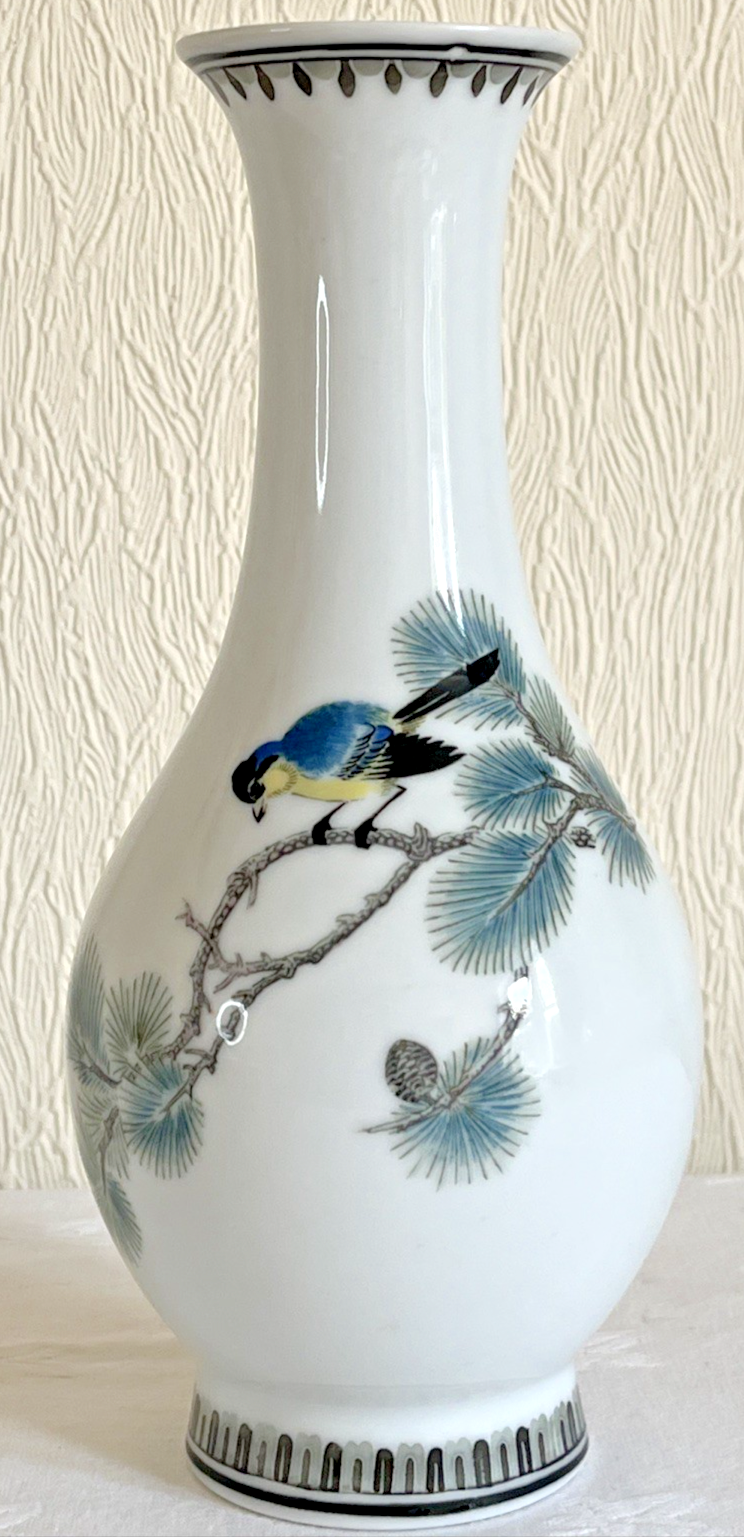 Liling China Porcelain Vase Bird Pine Branch Hand Painted Chinese
