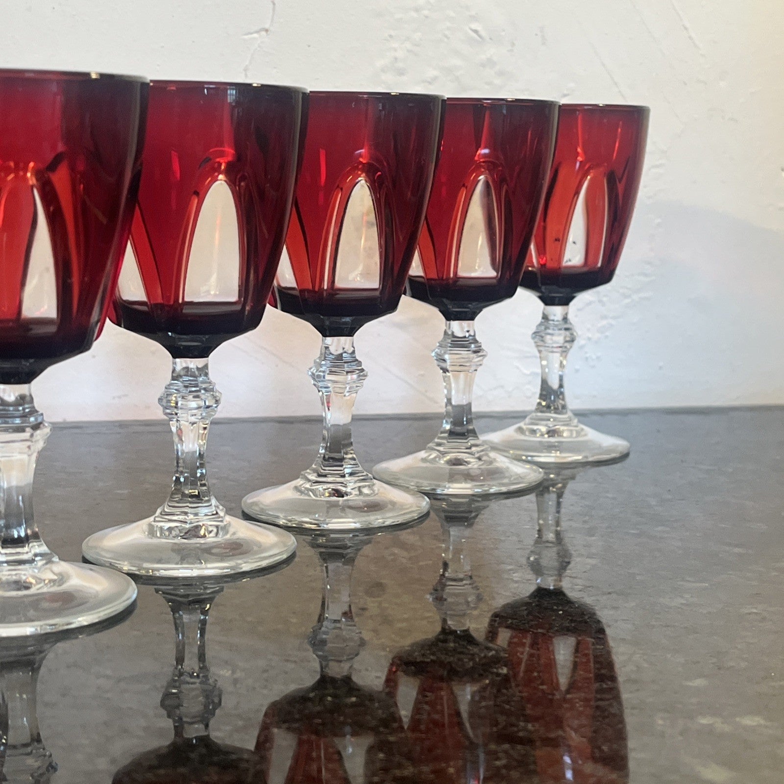 Cristal d’Arques Durand Gothic Ruby Red Wine Glasses Set Of Six