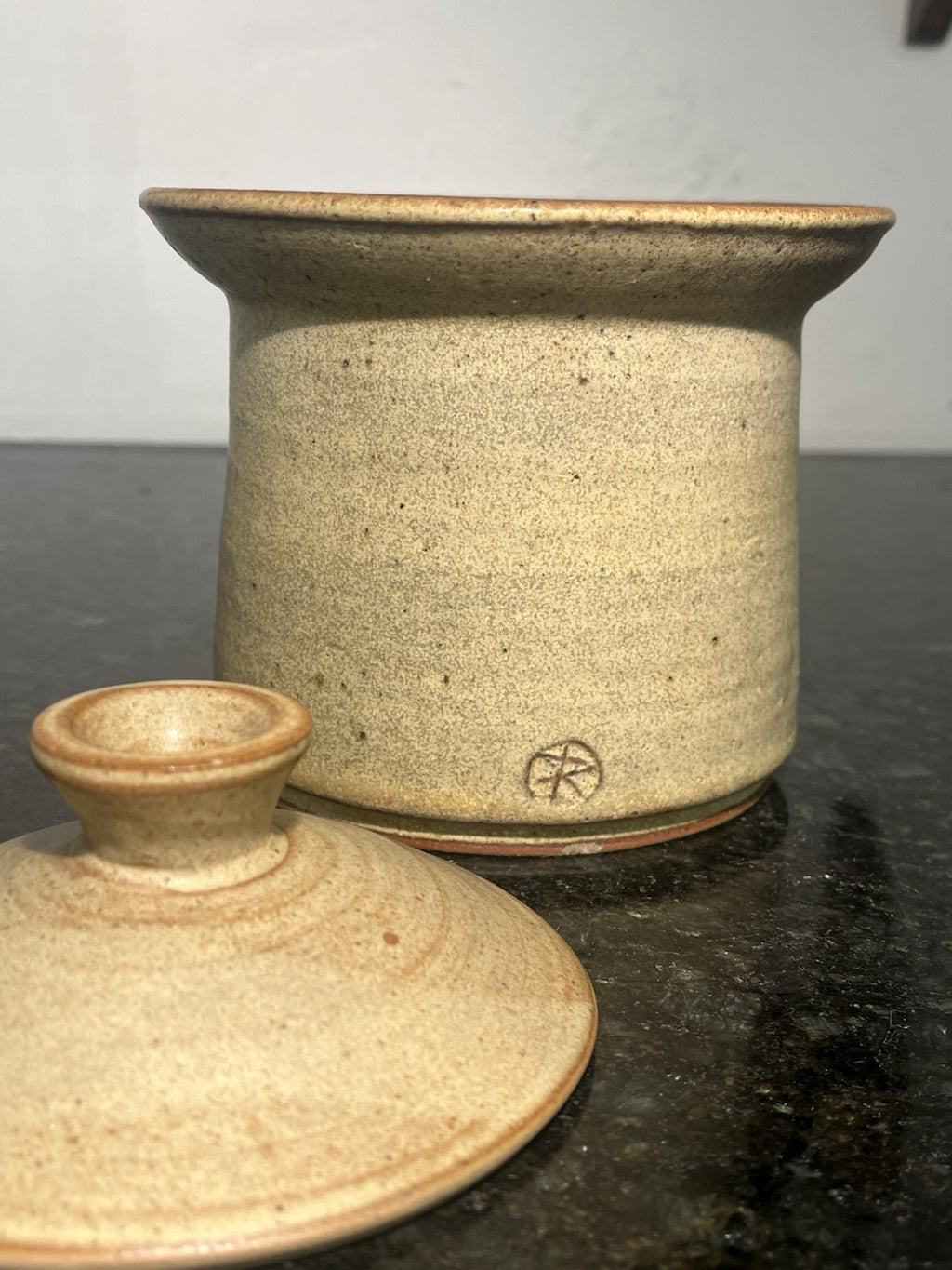 Karen Ross Studio Pottery Lidded Jar Speckled Stoneware Signed British