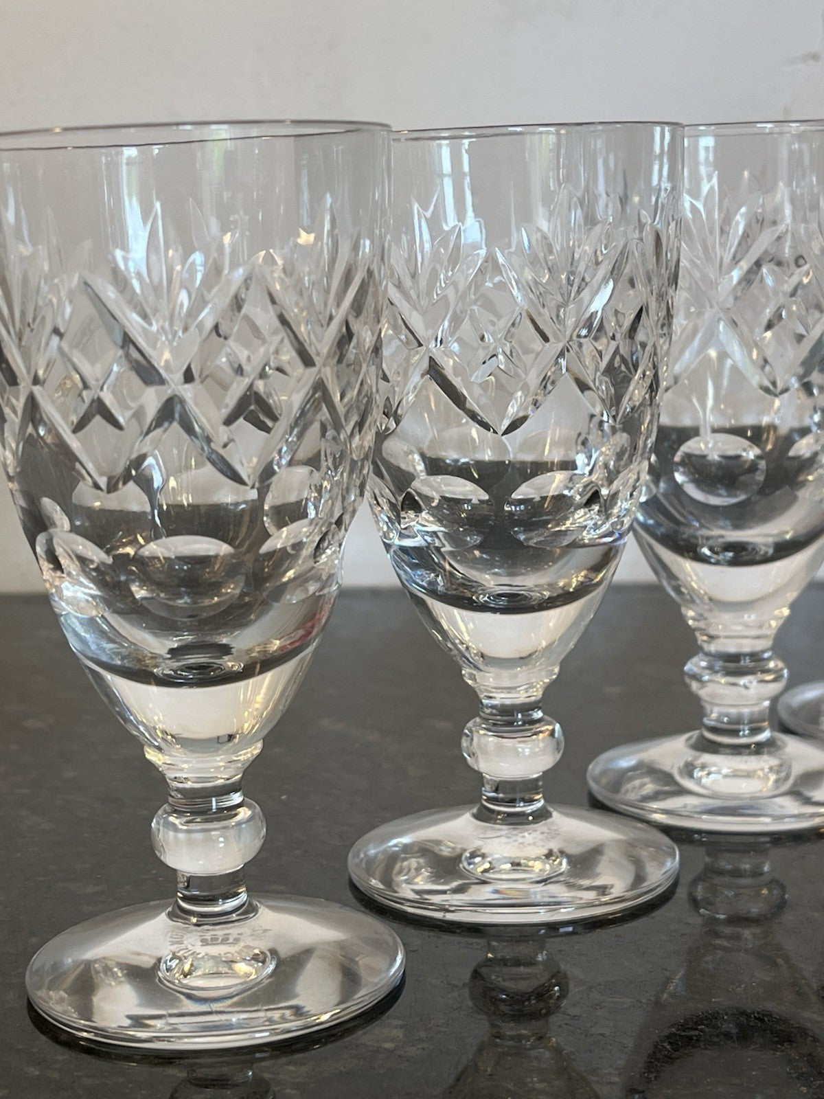 Royal Doulton Georgian Crystal Wine Glasses Set 6 Cut Lead Crystal Goblets