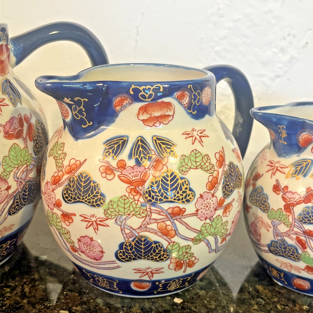 Victoria Ware Imari Style Graduated Ironstone Jugs Set of 4 Staffordshire England
