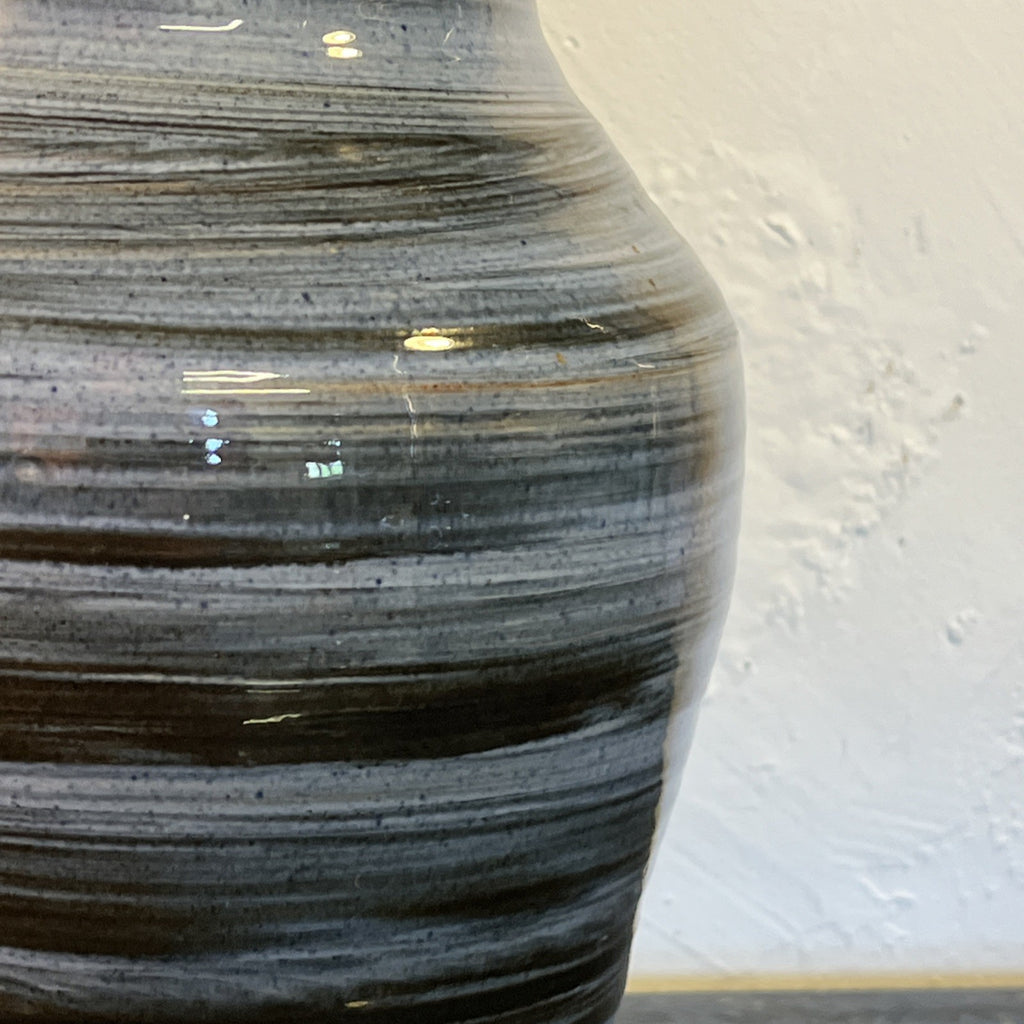 Wold Pottery Blue Banded Studio Pottery Hand Thrown Large Vase Yorkshire