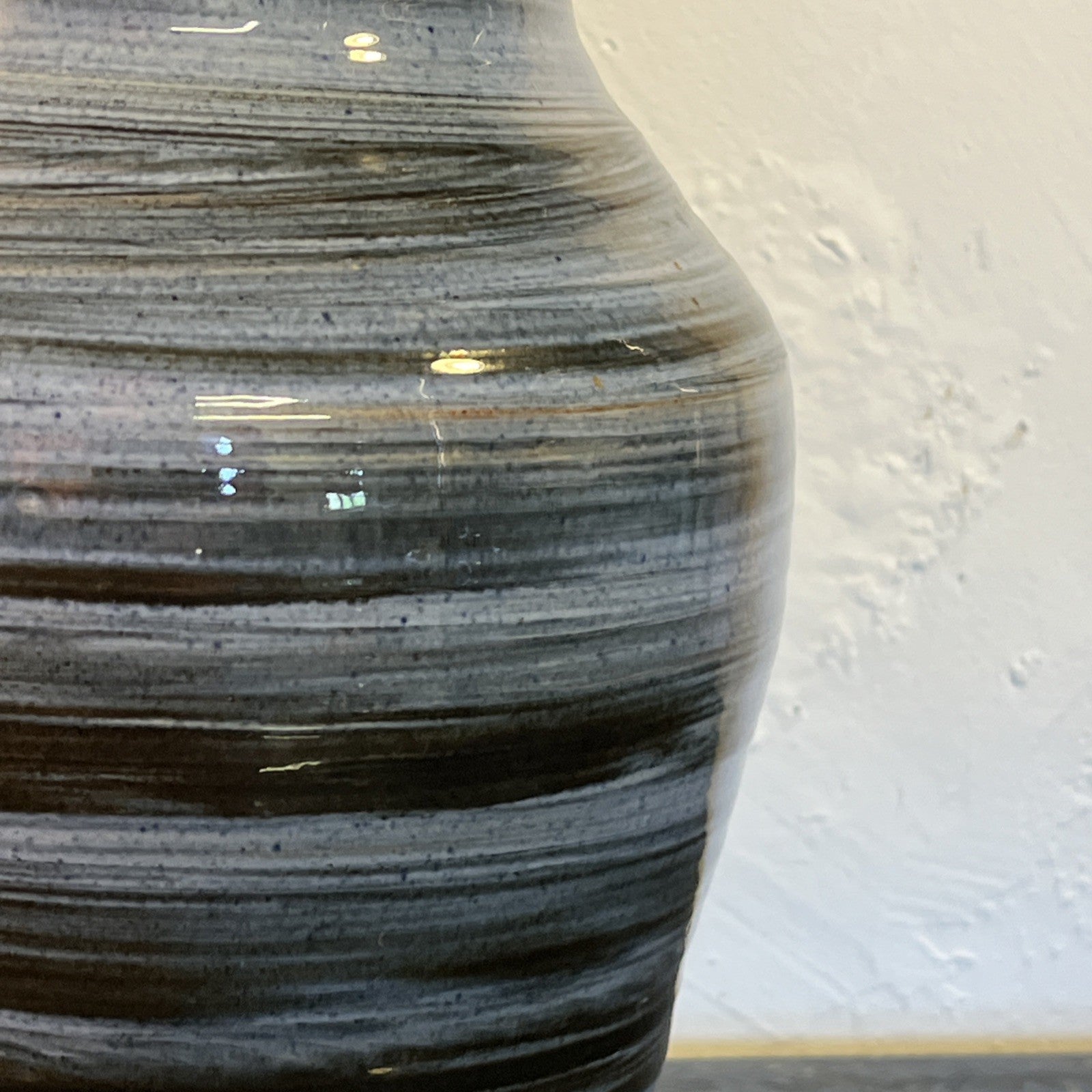 Wold Pottery Blue Banded Studio Pottery Hand Thrown Large Vase Yorkshire