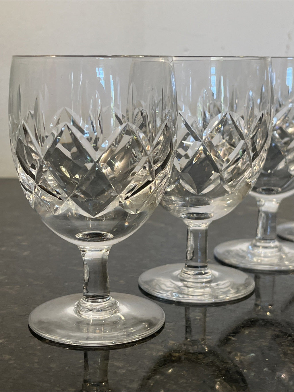 Cut Crystal White Wine Glasses Set of 6 Vintage Lead Crystal Goblets