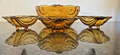 Bohemian Amber Glass Bowl Set Art Deco Czech Glass Vintage