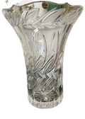 Ajka Crystal Vase Lead Crystal Hungary Large Cut Glass Flared Vase Original Labe