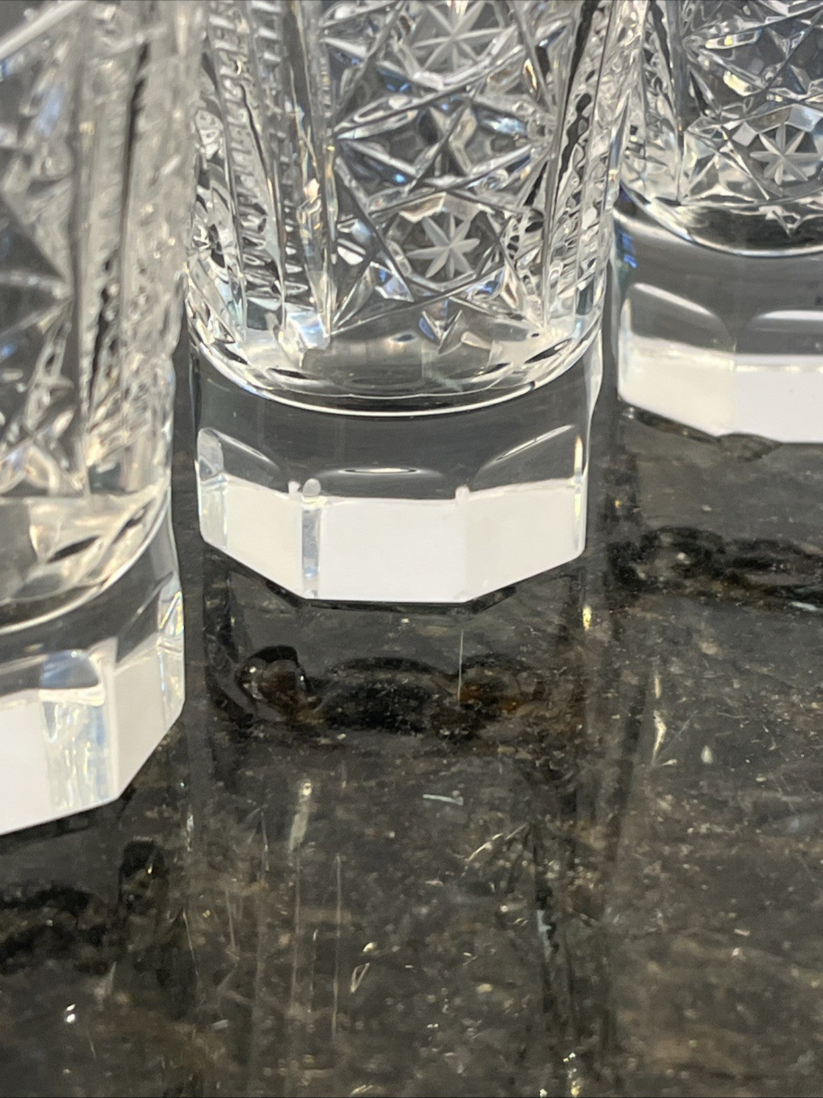 Soviet Cut Crystal Shot Glasses Geometric Vodka Glasses USSR Style Set Of 4