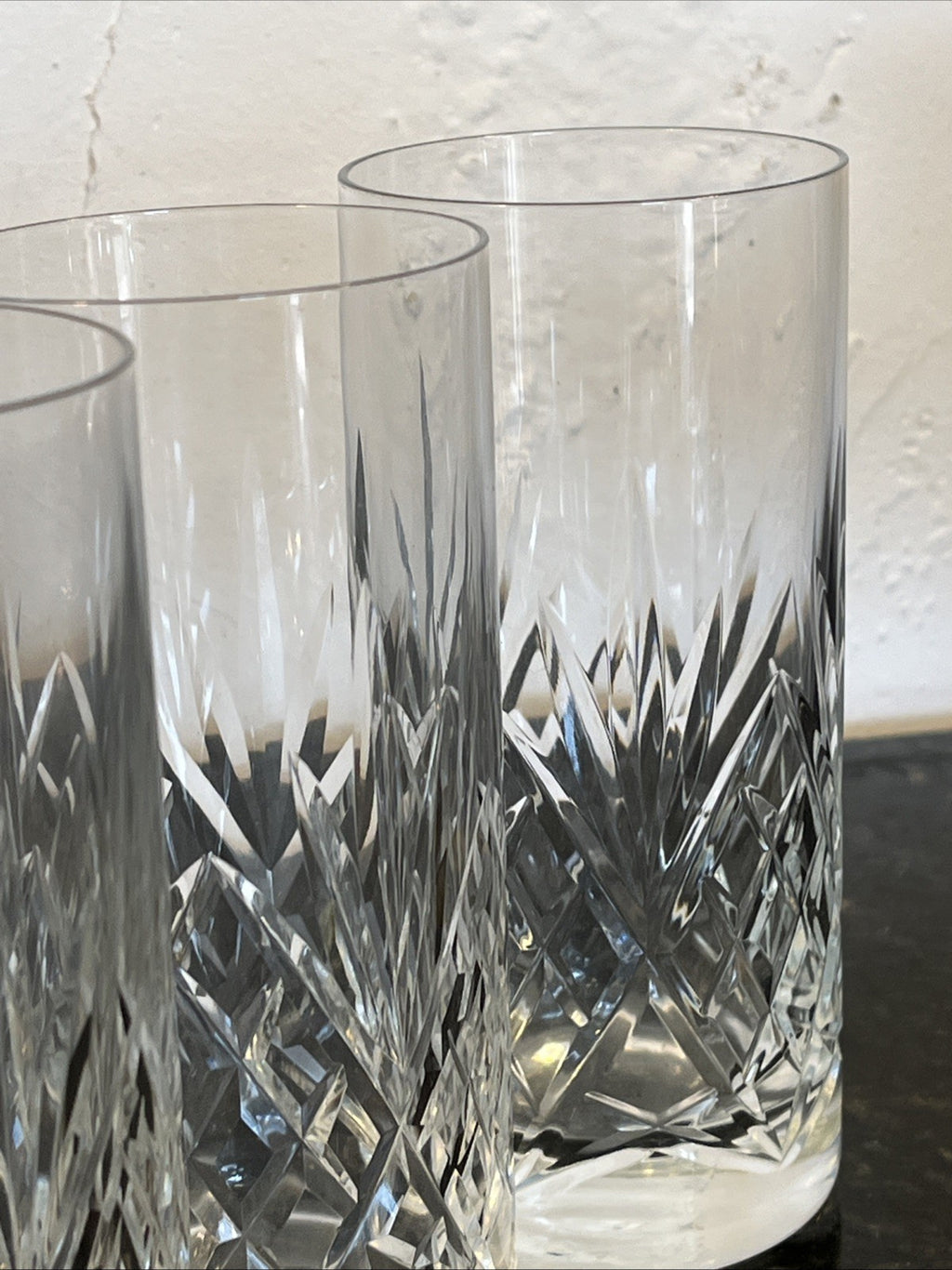 Georgian Style Crystal Highball Glasses Set 4 Cut Lead Crystal Tumblers