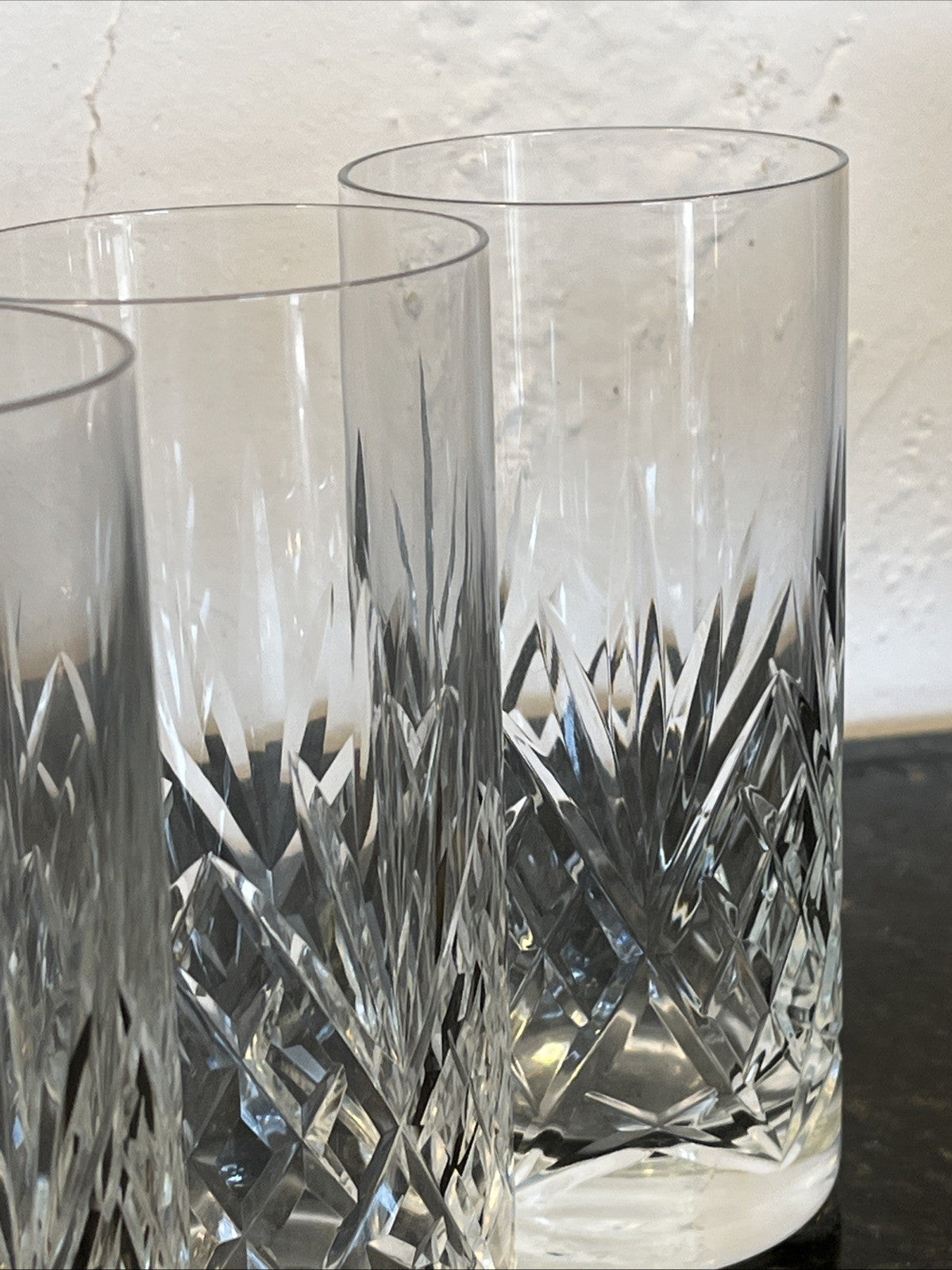Georgian Style Crystal Highball Glasses Set 4 Cut Lead Crystal Tumblers