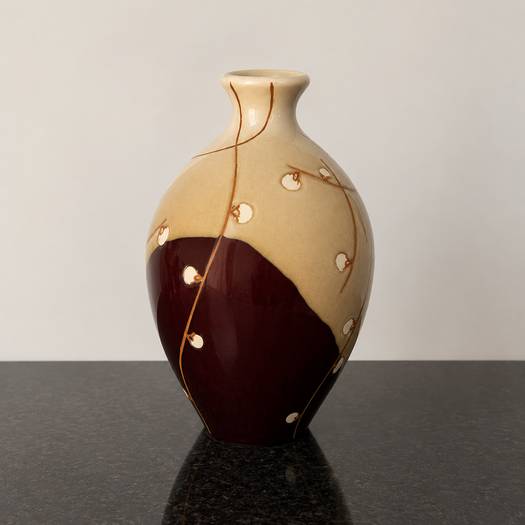 Large Studio Pottery Vase Oriental Ceramic Floor Vase Japanese Style Blossom