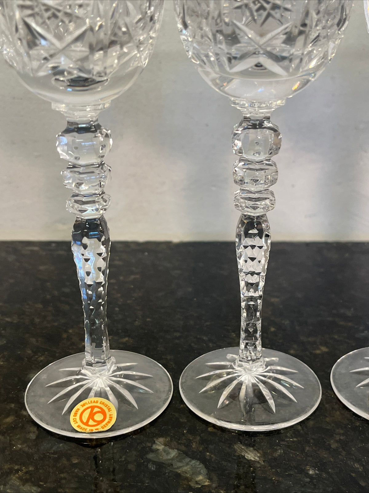 Lead Crystal Cordial Glasses Set of 6 Hand Cut West German Liqueur Goblets
