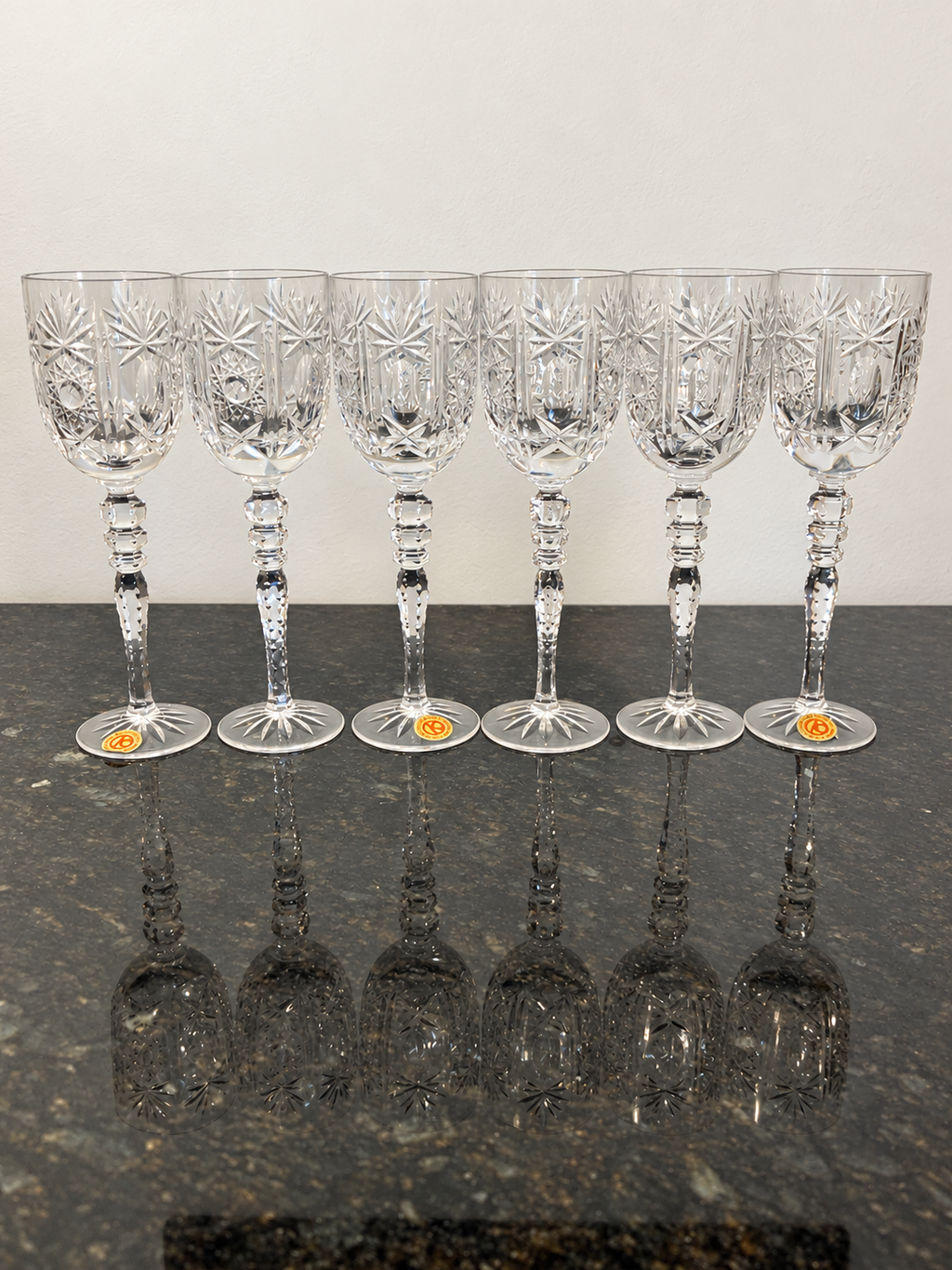 Lead Crystal Cordial Glasses Set of 6 Hand Cut West German Liqueur Goblets