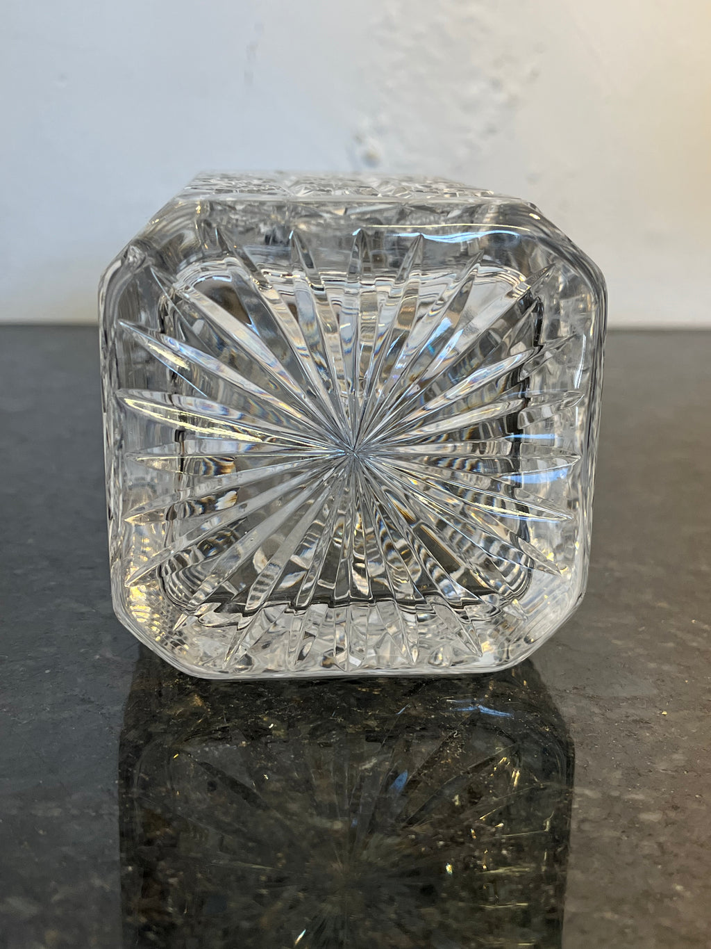 Heavy Cut Crystal Whisky Decanter with Sterling Silver Collar Hallmarked Birmingham 1992