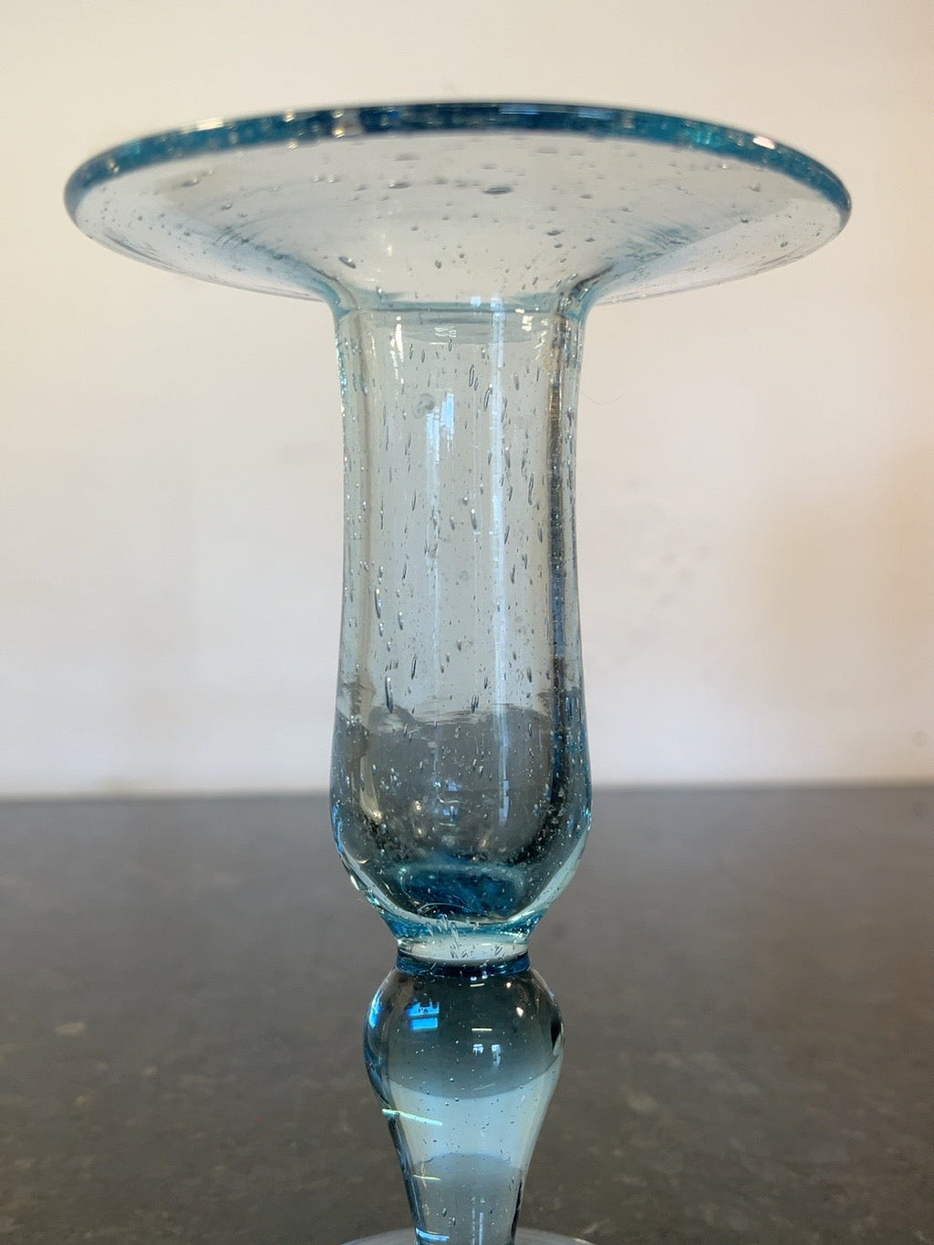 Original Biot blue bubble glass candlestick alternate view