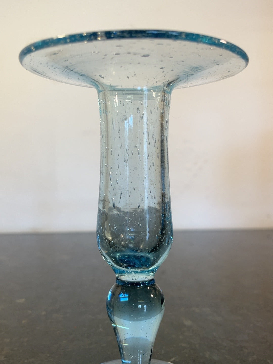 Original Biot blue bubble glass candlestick alternate view