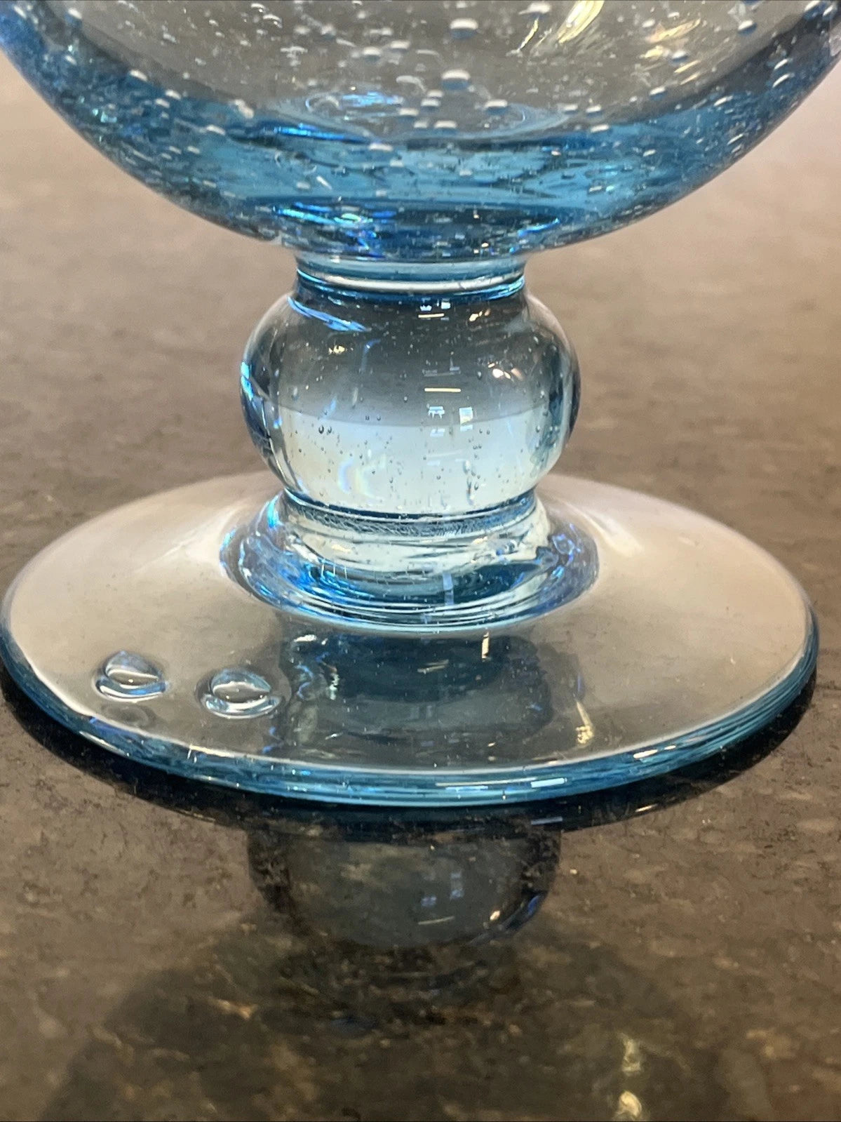 Close detail of the Biot goblet stem and foot